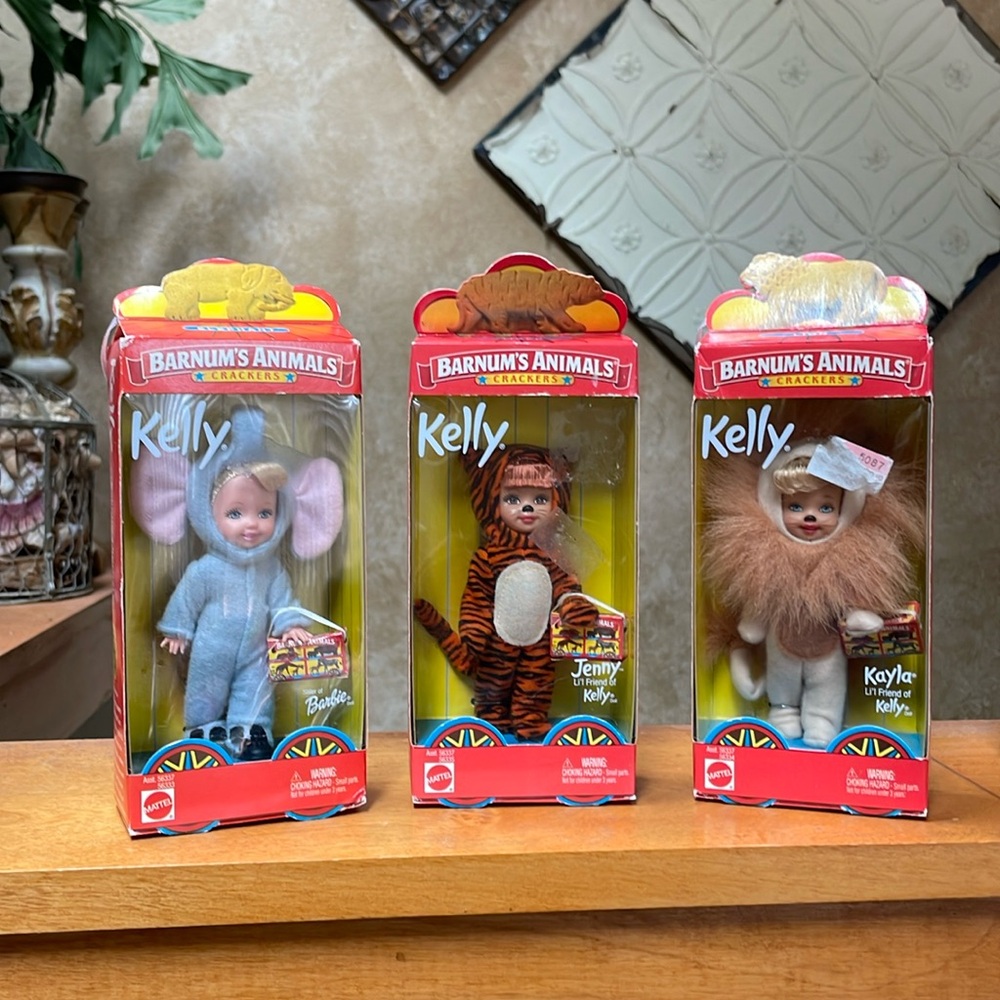 Vintage Kelly Barbie’s Sister, Jenny, Kayla Li’l Friends Dolls in Circus Costume